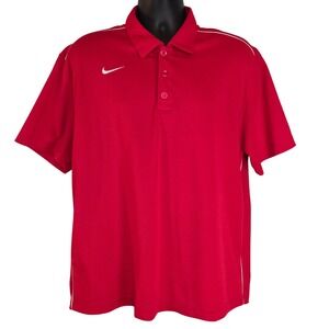 Nike‎ Dri-FIT Polo Shirt Athletic Fit Red Golf Tennis Mens Size L